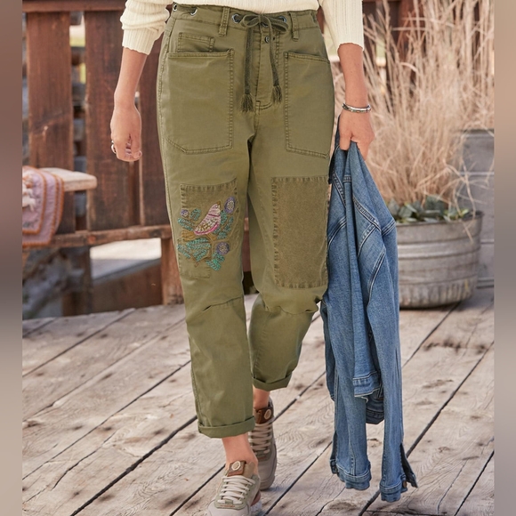 Sundance Pants - Sundance Olive Embroidered Cargo Pants